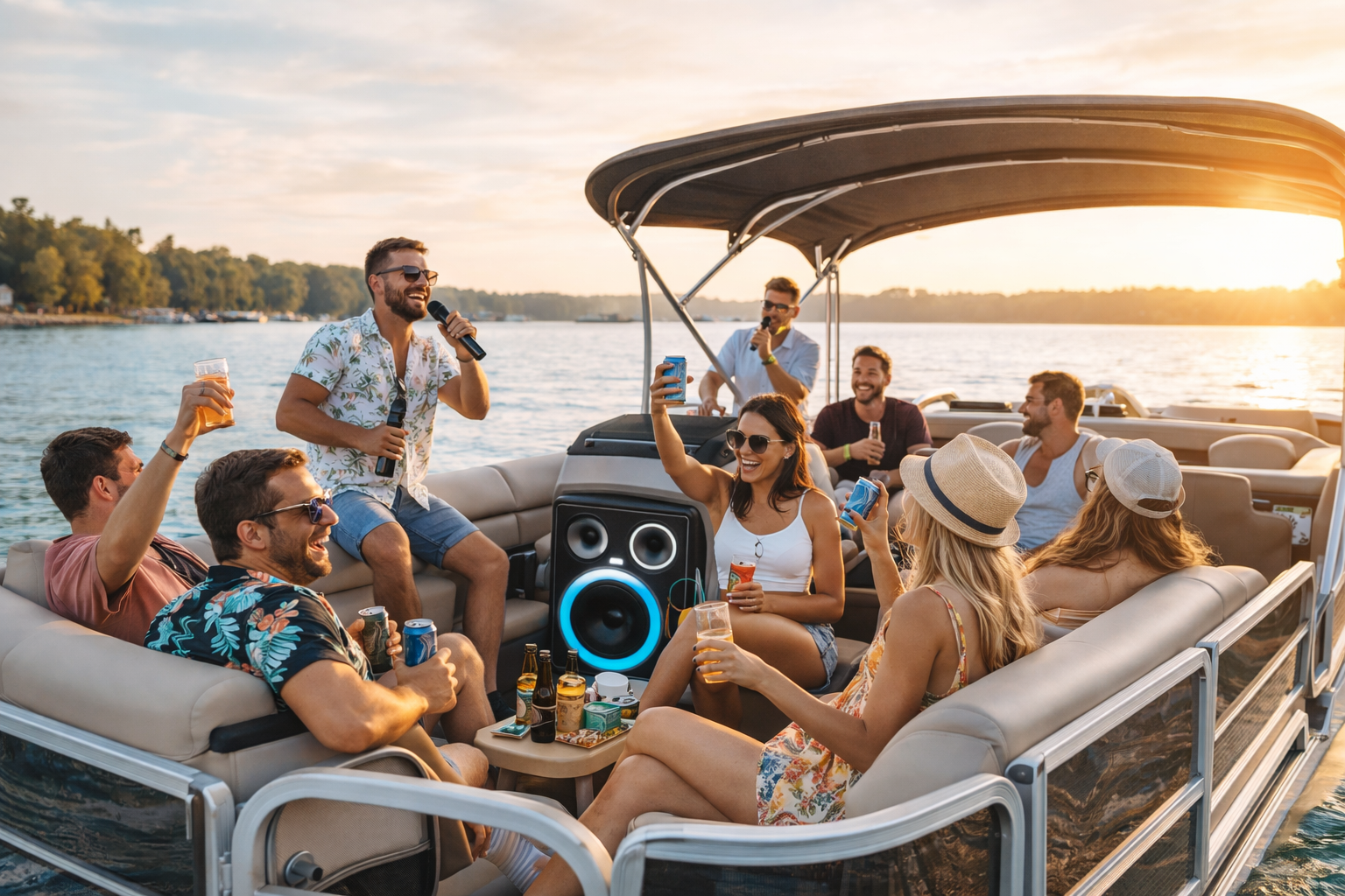 Sunset fun on the pontoon