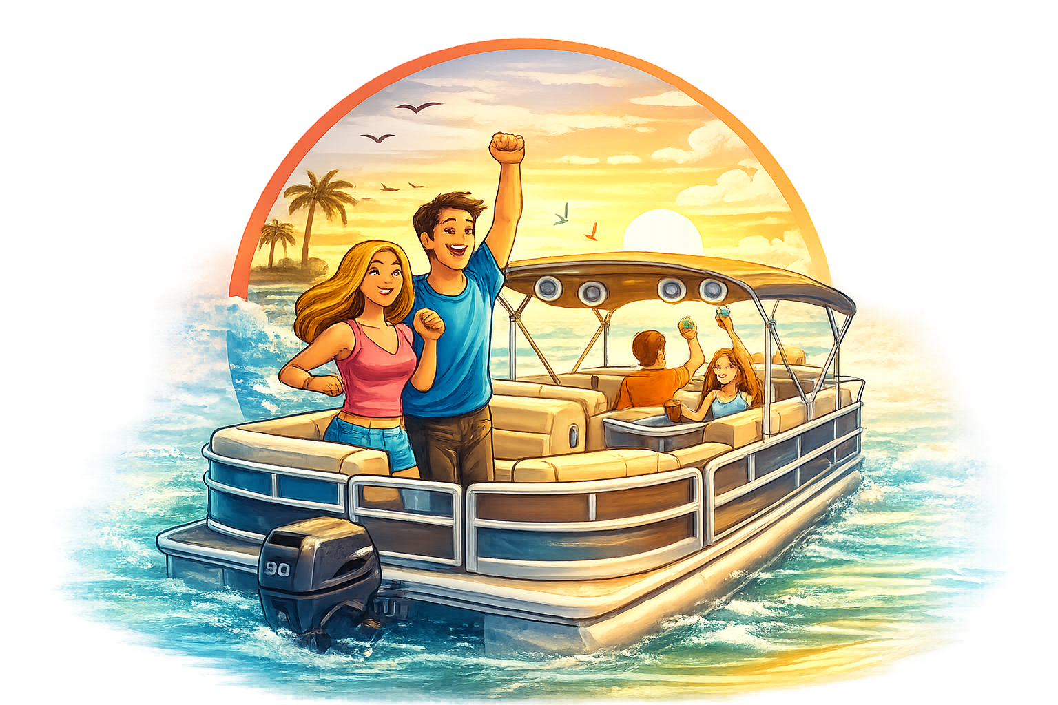 Sunset pontoon ride with friends